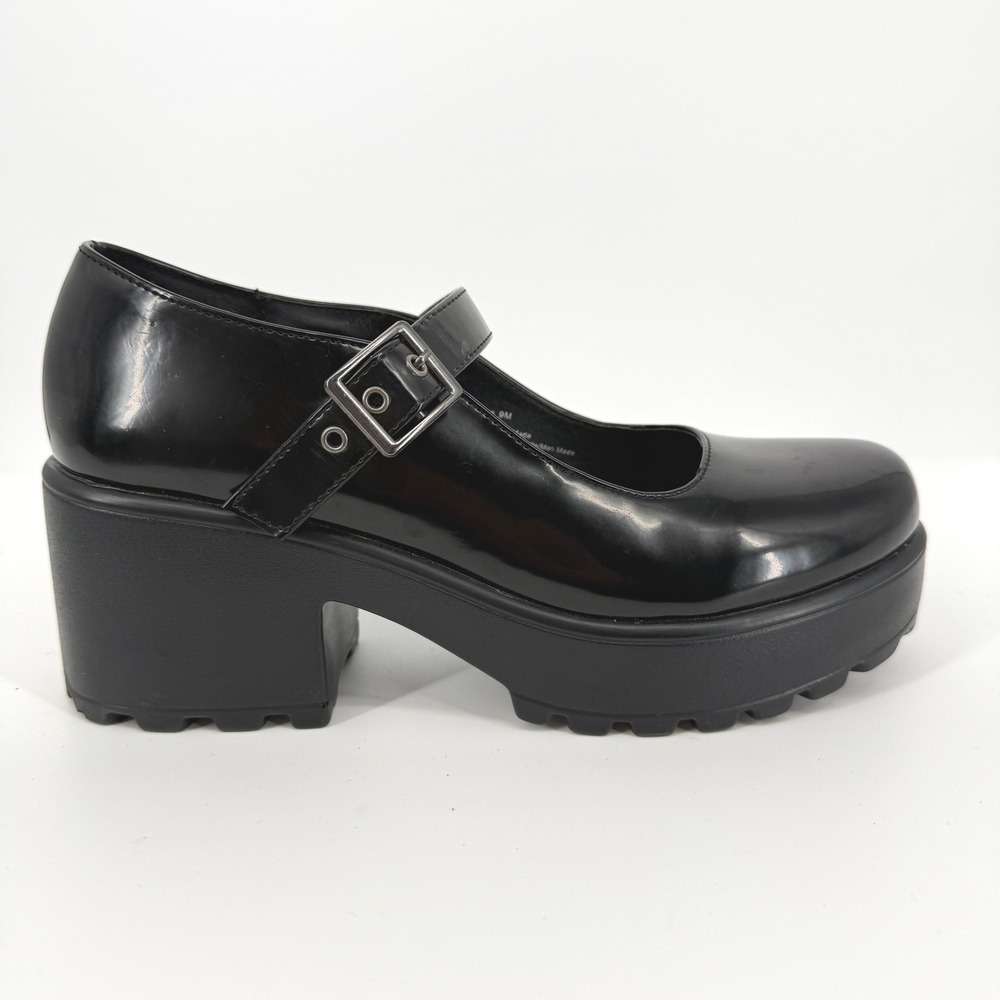 Seychelles Mary Platform Pump Womens 9 Black Excellent Patent Lug Sole VN5019A-1